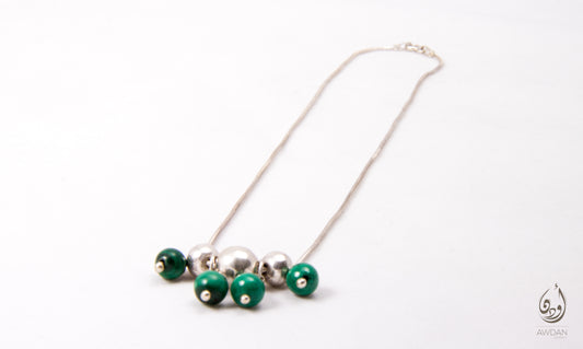 Malachite And Silver Beads Necklace