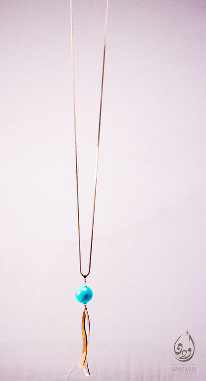 Wavy Lines On Stone Necklace