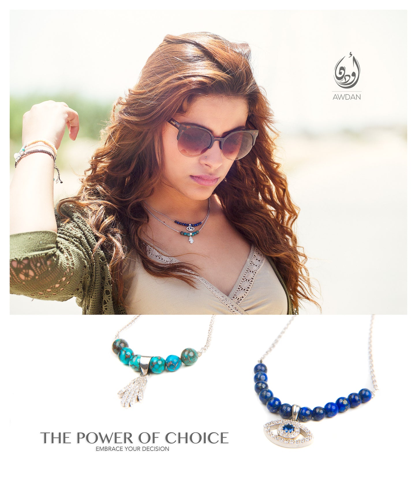 Turquoise-Hand/Lapis-Eye Necklace