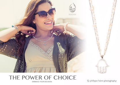 Pearls and Silver Necklace with Hand Pendant