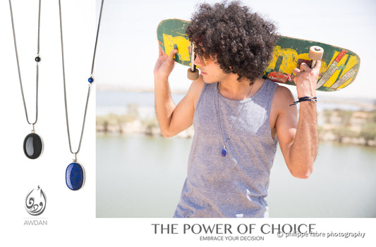 Framed Stone Pendant Necklace with Side Bead