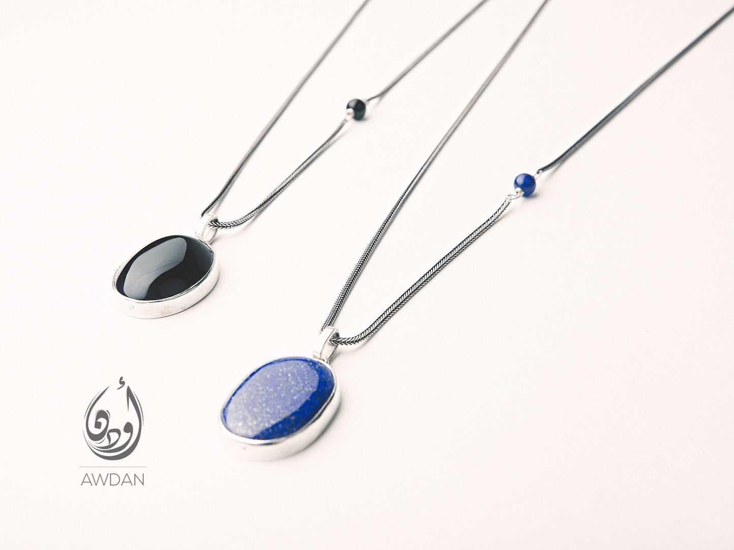 Framed Stone Pendant Necklace with Side Bead