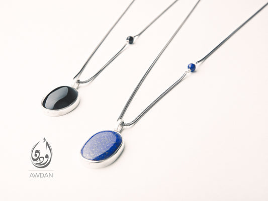 Framed Stone Pendant Necklace with Side Bead