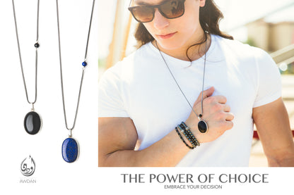 Framed Stone Pendant Necklace with Side Bead