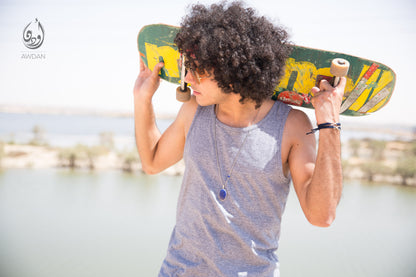 Framed Stone Pendant Necklace with Side Bead