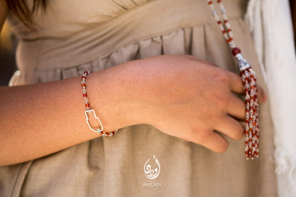 Carnelian Bracelet/Anklet with Hand/Eye