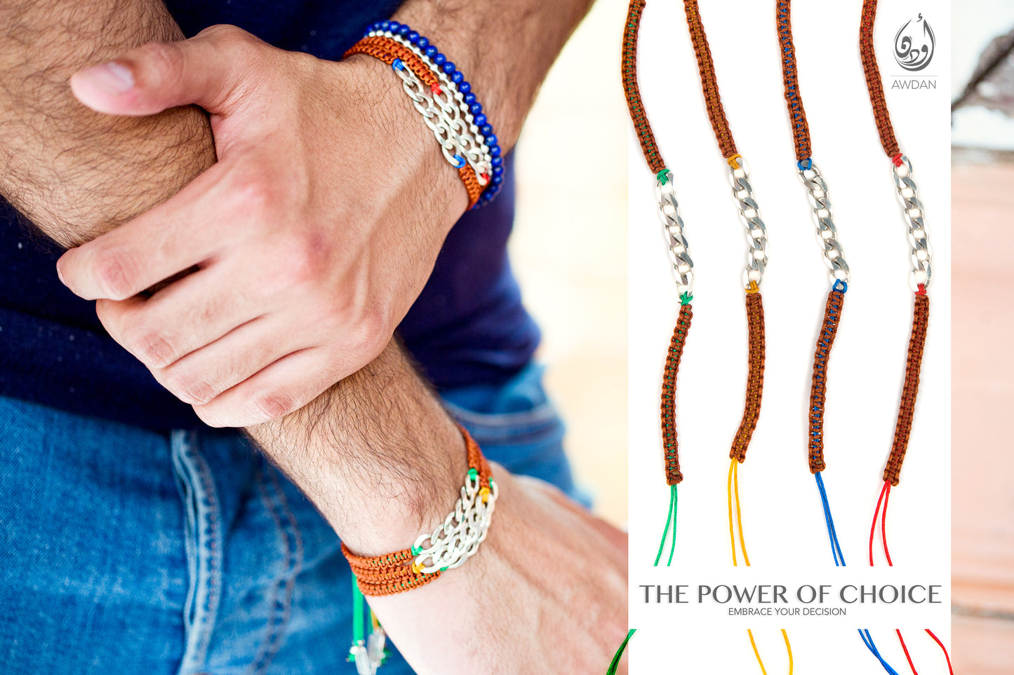 Chain Center Piece on Woven Bracelet