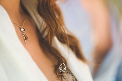 18K Gold Wing/Fork Necklace