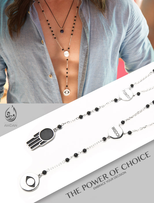 Rosary Hand and Eye Necklace