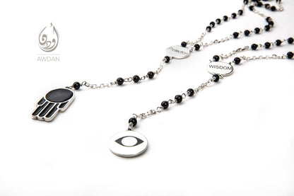 Rosary Hand and Eye Necklace