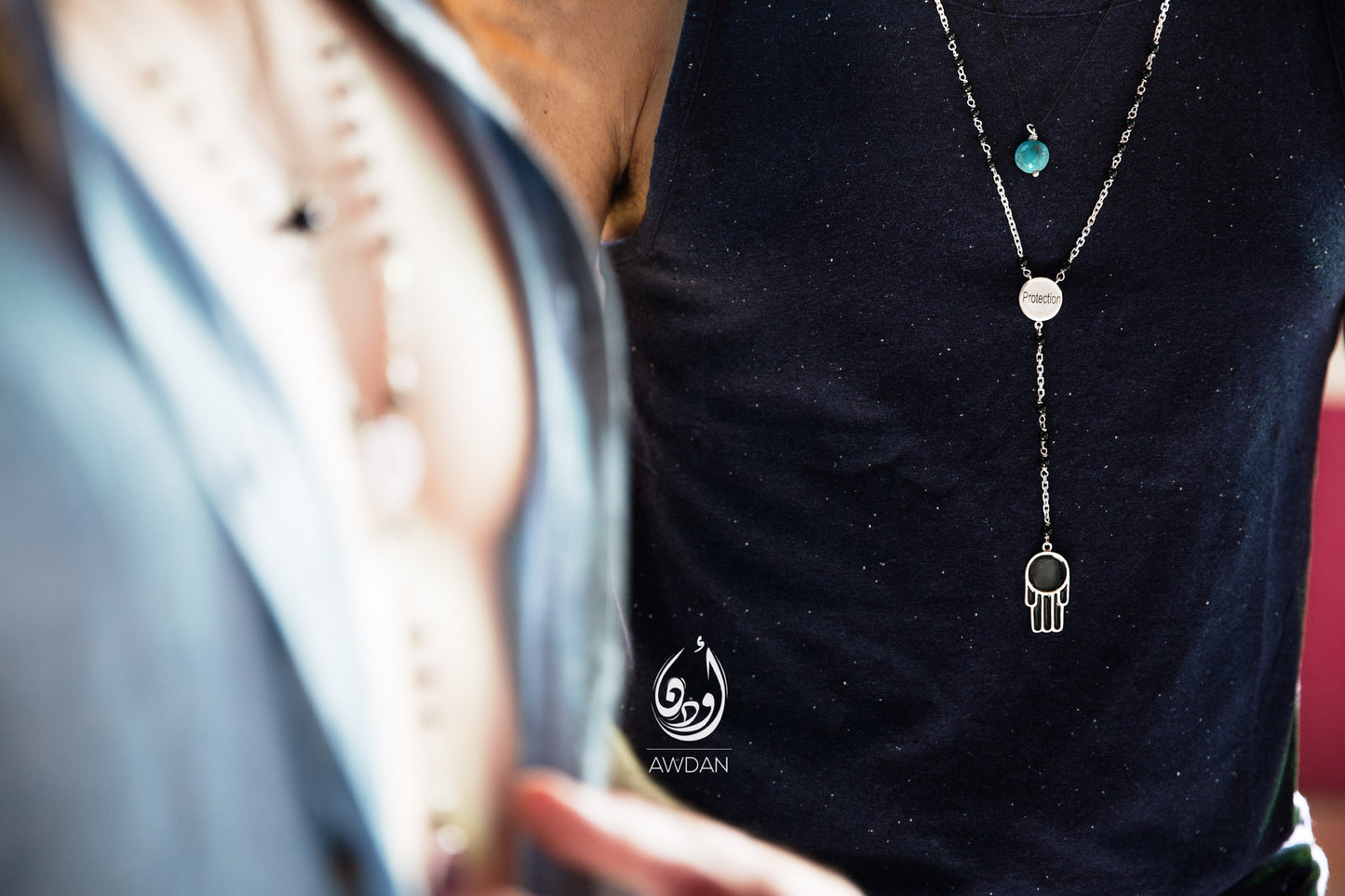 Rosary Hand and Eye Necklace