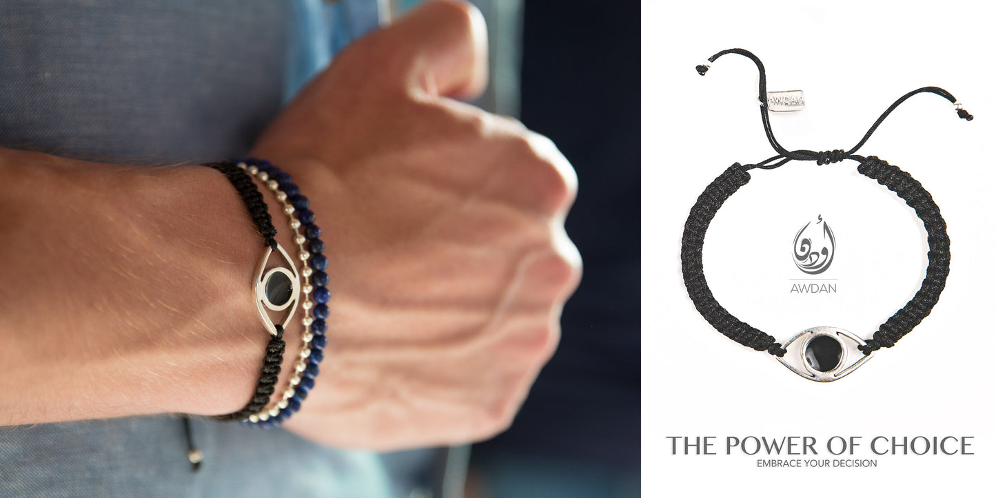 Enameled Eye on Woven Bracelet