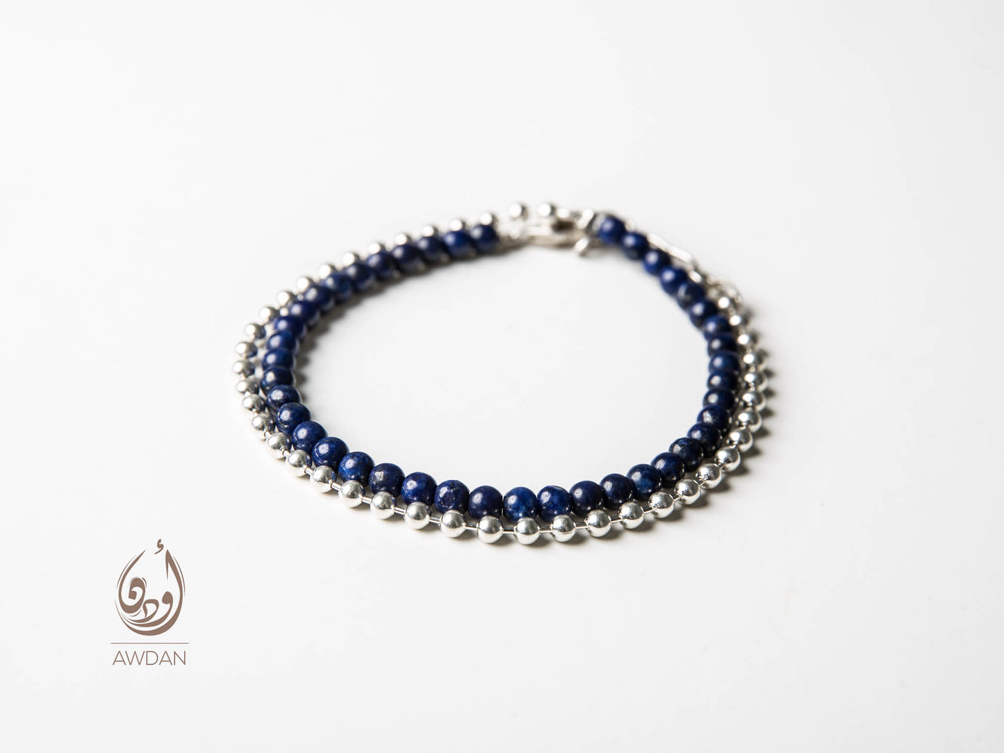 Army Chain and Lapis Double Bracelet