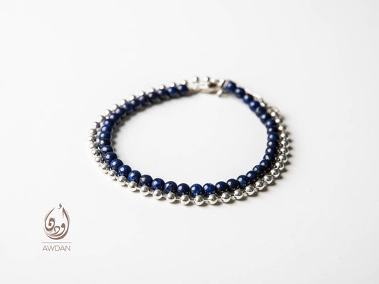 Army Chain and Lapis Double Bracelet