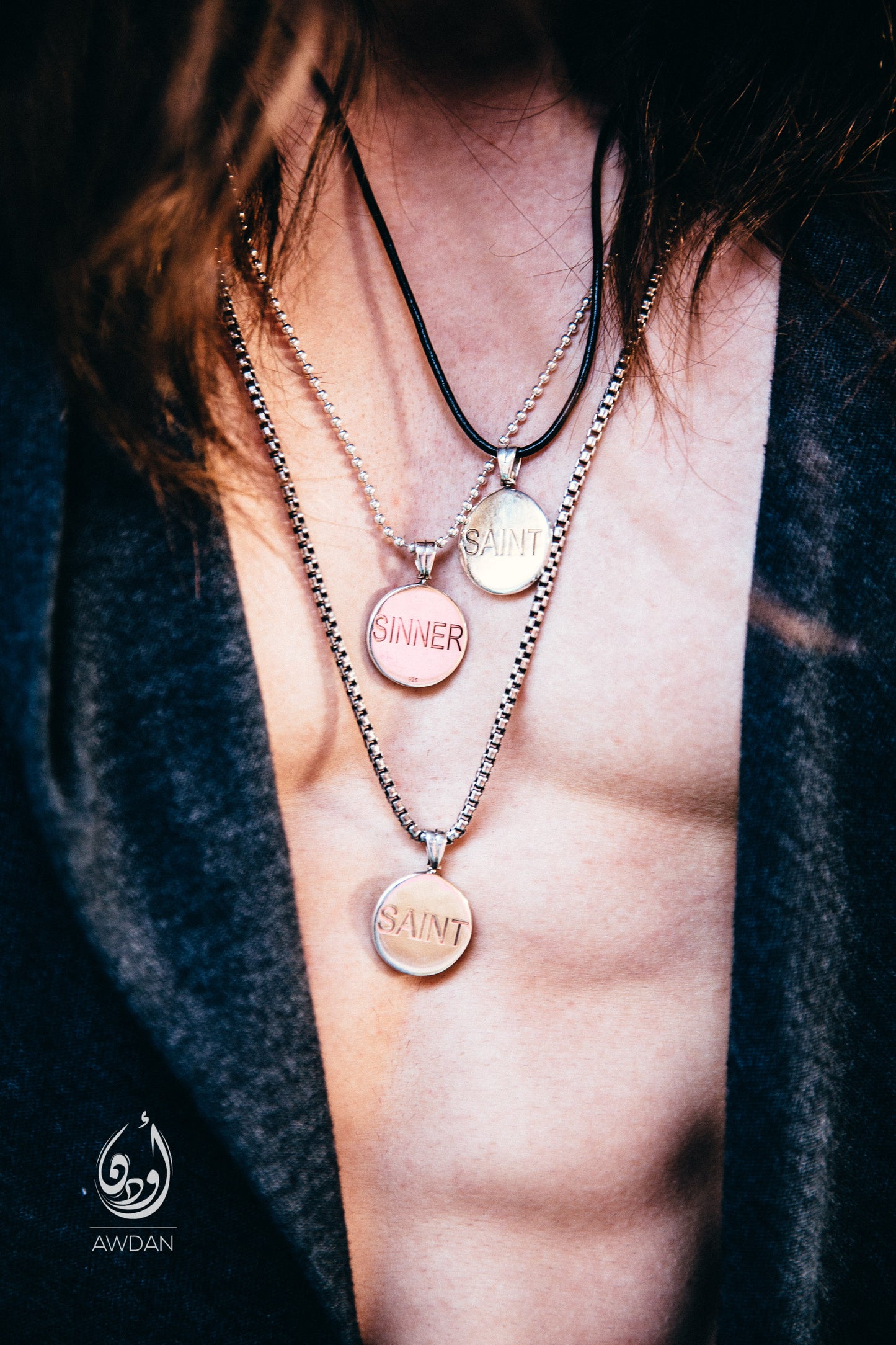Saint/Sinner Flipping Coin Necklace