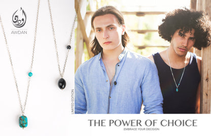 Blue/Black Stone with Side Bead Necklace