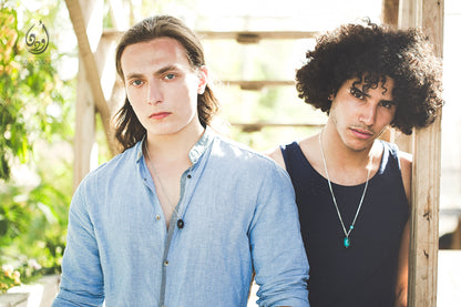 Blue/Black Stone with Side Bead Necklace