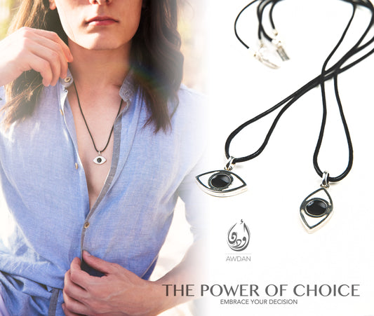 Enameled Eye on Leather Necklace