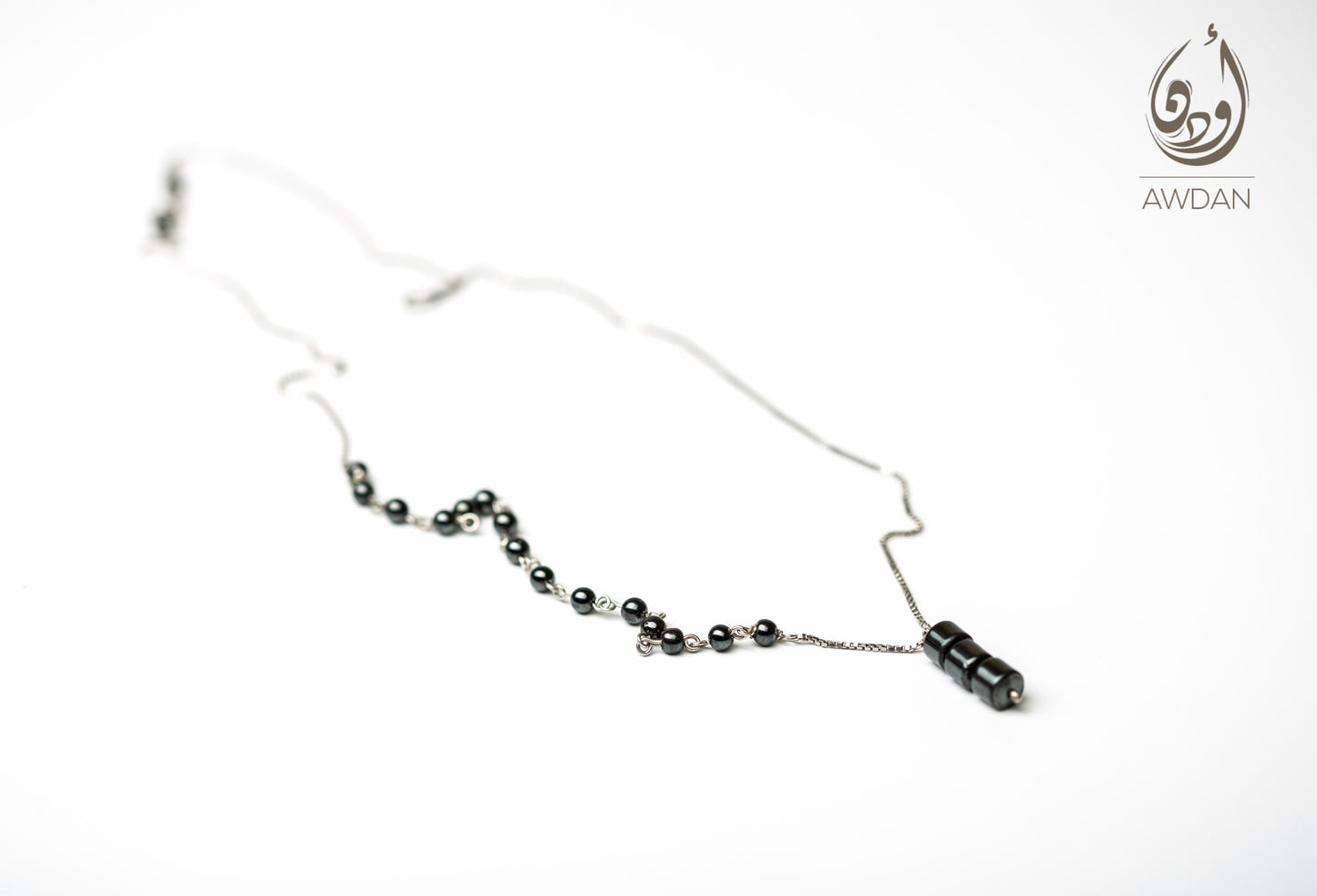 Half Hematite Half Silver Necklace