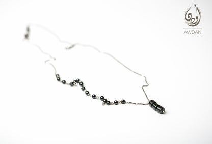 Half Hematite Half Silver Necklace
