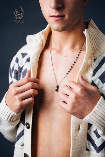 Half Hematite Half Silver Necklace