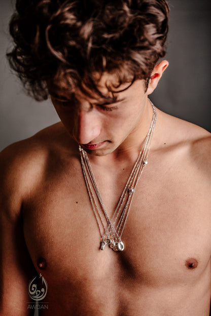 Random Pure Silver Droplet Necklace