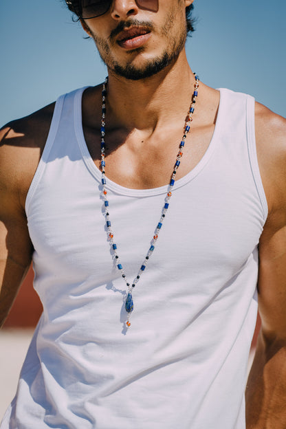 Multi Stone Rosary Necklace