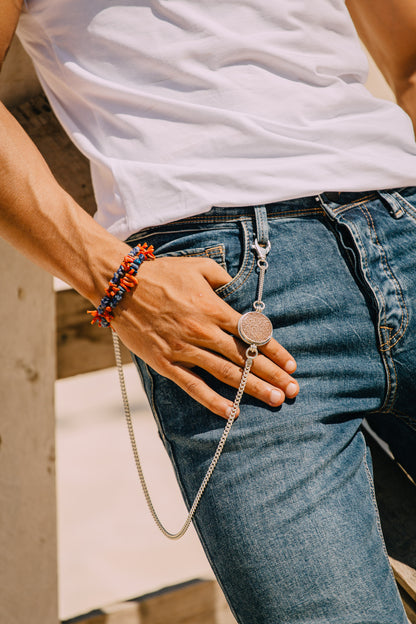 Natural Coral and Sodalite Bracelet