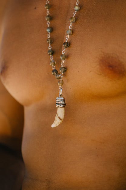 Wolf Canine and Labradorite Necklace