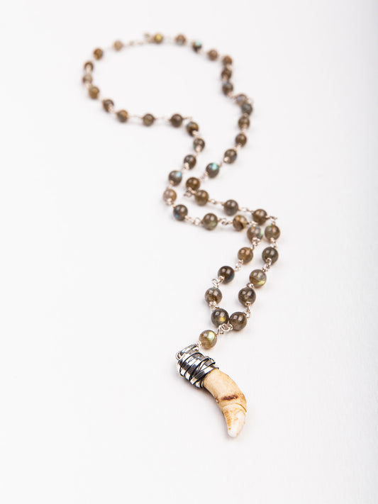 Wolf Canine and Labradorite Necklace