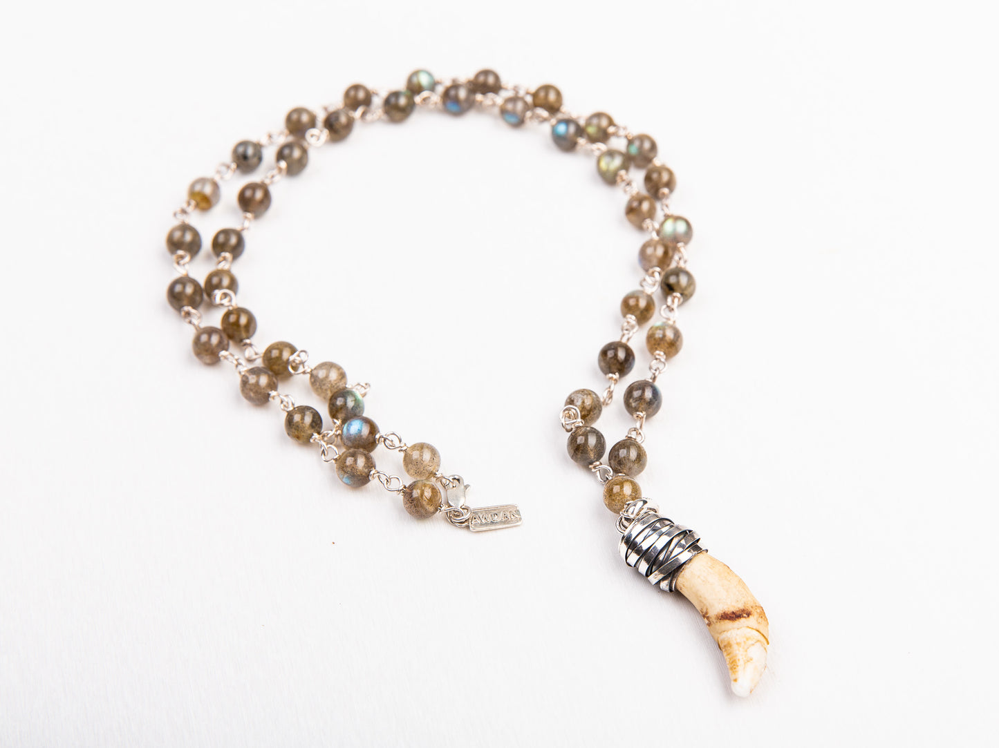 Wolf Canine and Labradorite Necklace