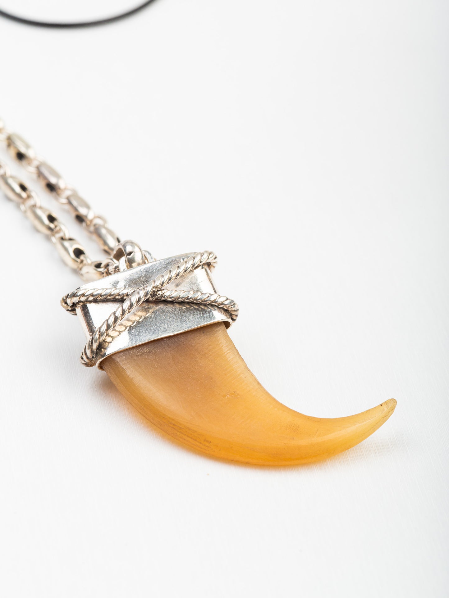 Lion’s Claw on Silver/Thread Necklace