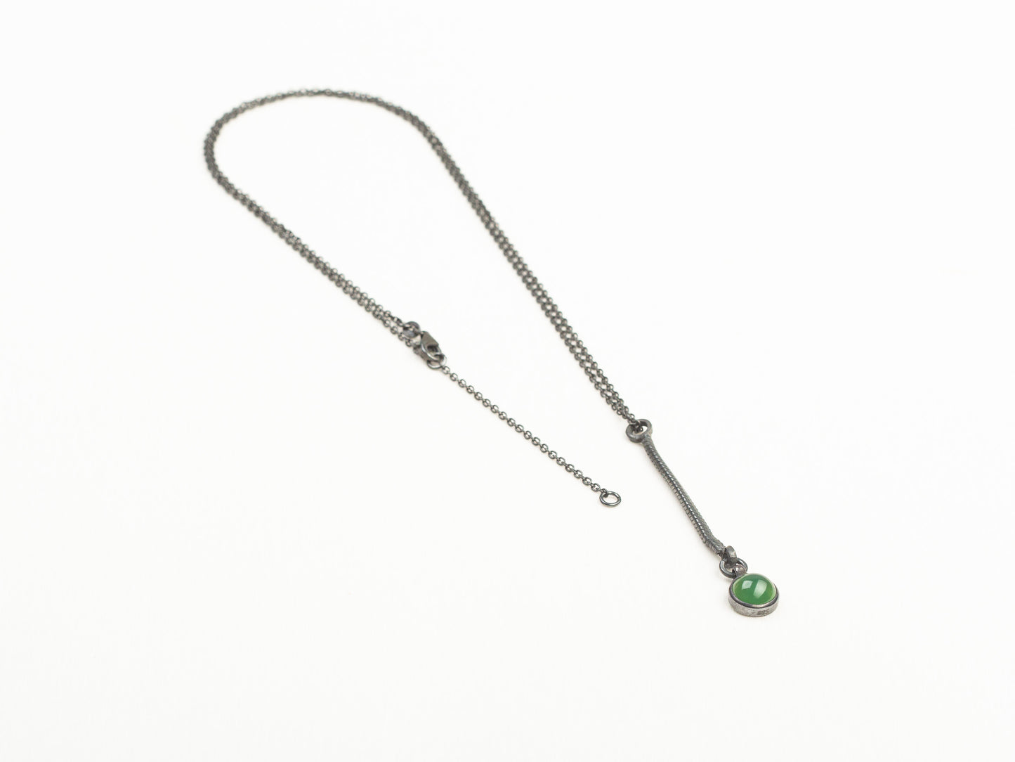 Black Silver and Green Agate Necklace
