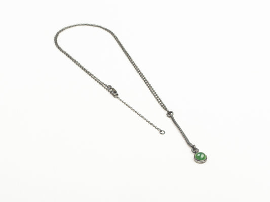 Black Silver and Green Agate Necklace
