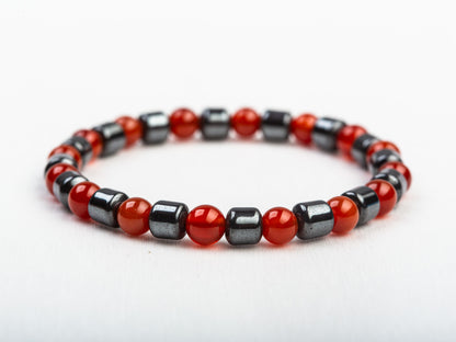 Carnelian Hematite Beaded Bracelet