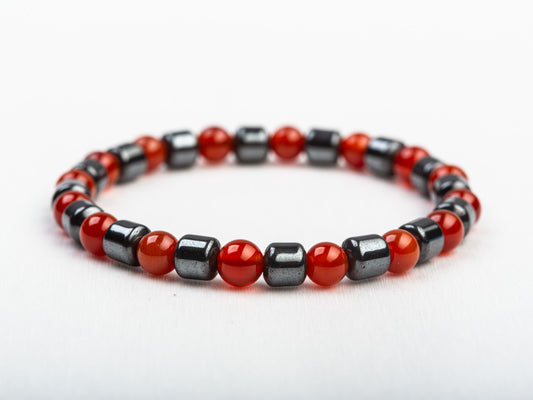 Carnelian Hematite Beaded Bracelet