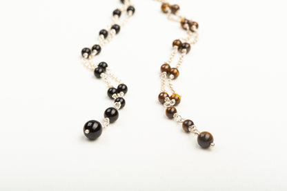 Tiger’s Eye/Onyx Rosary Necklace