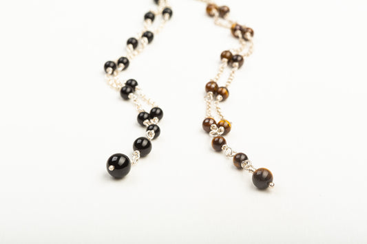 Tiger’s Eye/Onyx Rosary Necklace