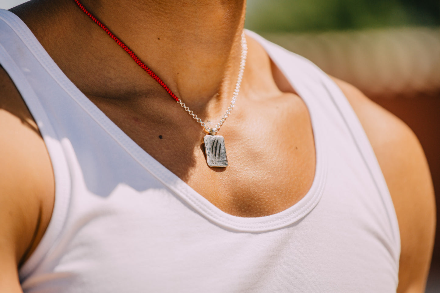 Vintage Tablet Scratch Necklace