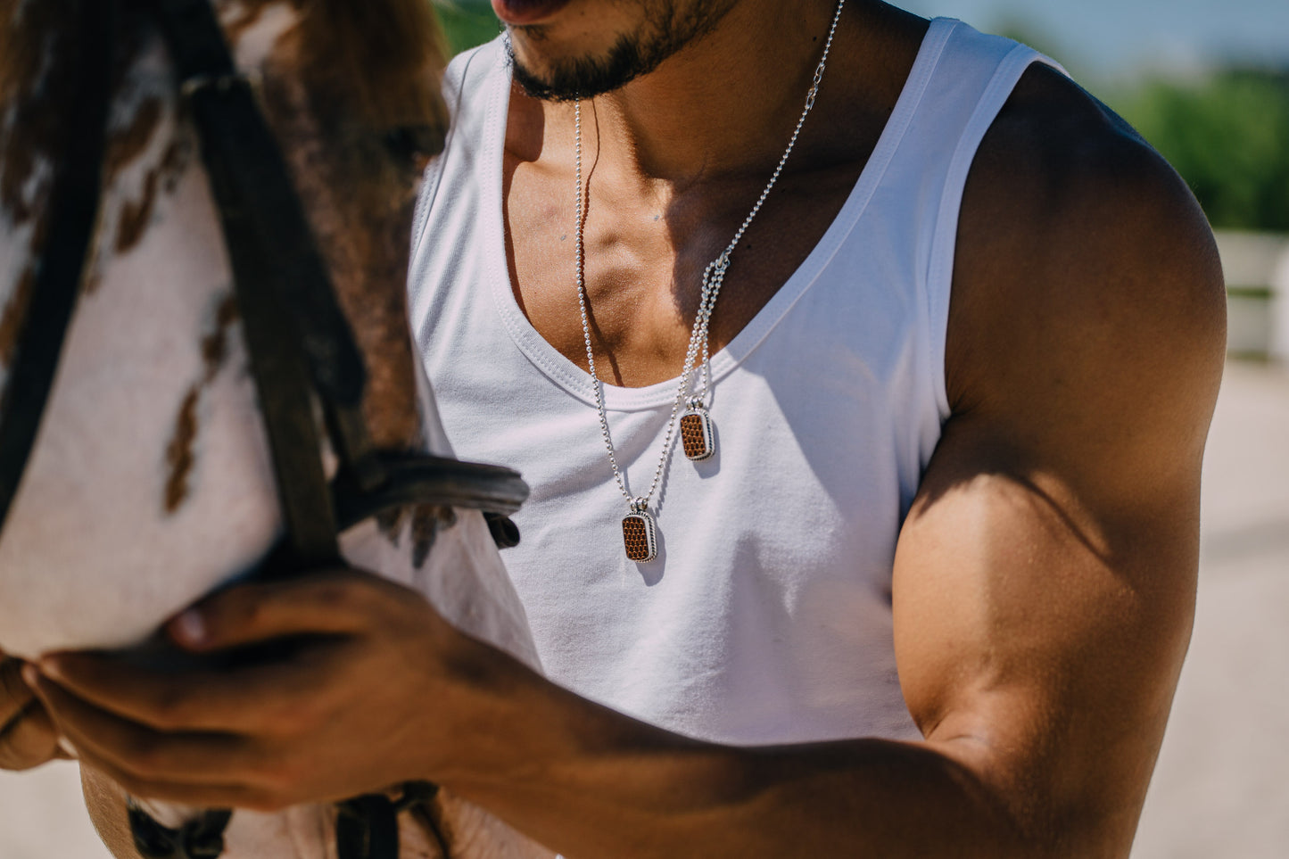 Army Tags Snake/Lizard Leather Necklace