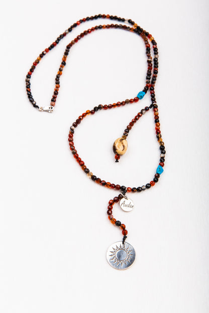 Tribal Sun Coin Rosary Necklace