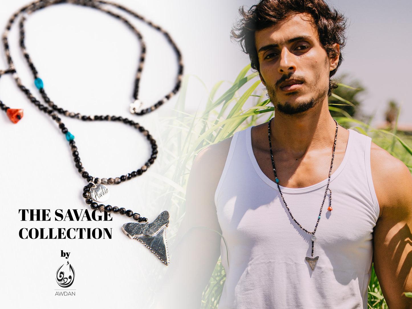 Abstract Shark Tooth Rosary Necklace