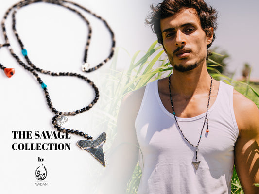 Abstract Shark Tooth Rosary Necklace