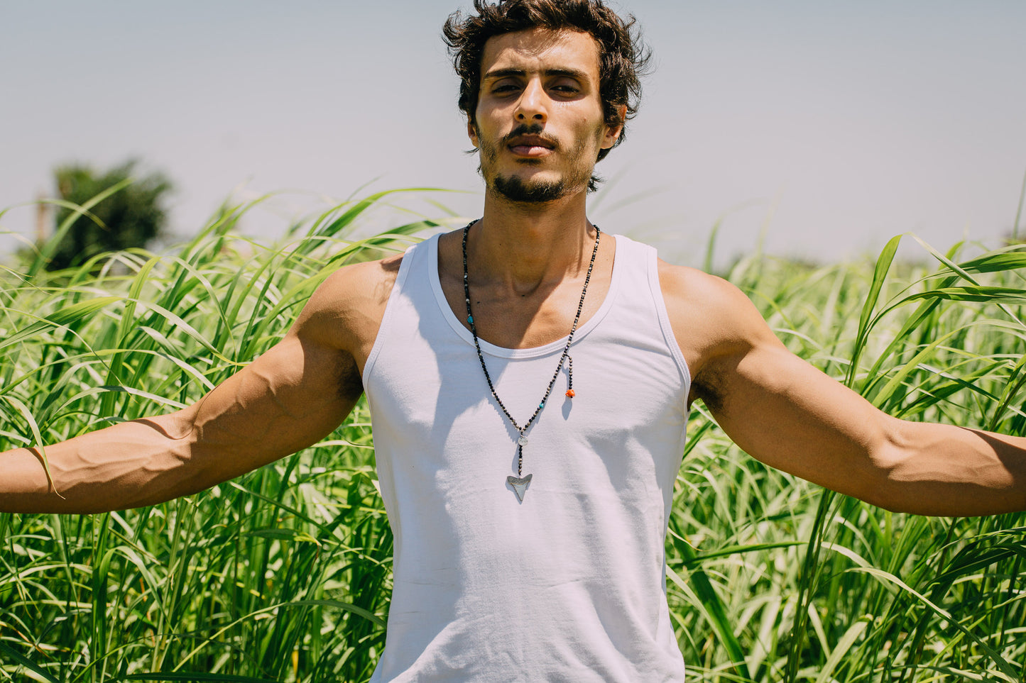 Abstract Shark Tooth Rosary Necklace