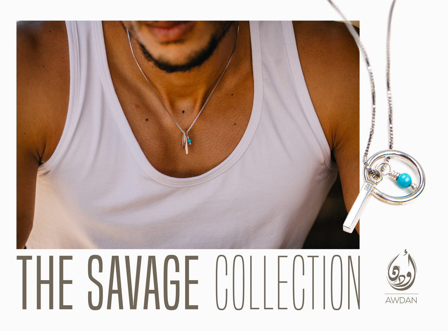Triple Pendant Necklace (Bar/Turquoise/Circle)