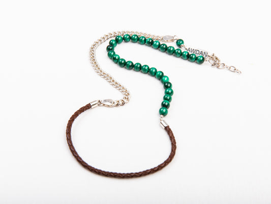 Triple Layered Bracelet. (Malachite/Leather/Silver)