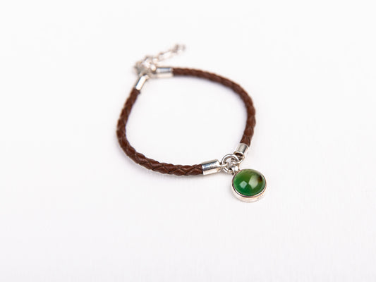 Green Agate Leather Bracelet