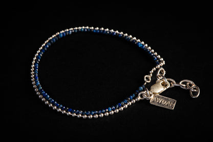 Minimalistic Lapis and Silver Double Bracelet