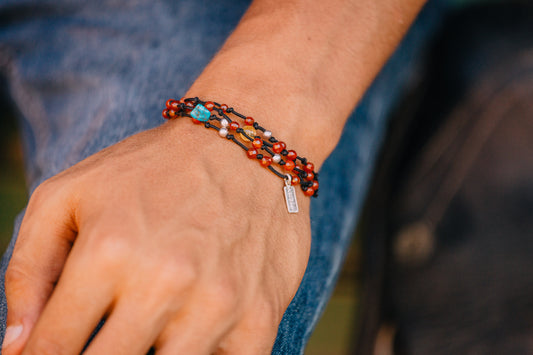Multi Layer Carnelian Threaded Bracelet