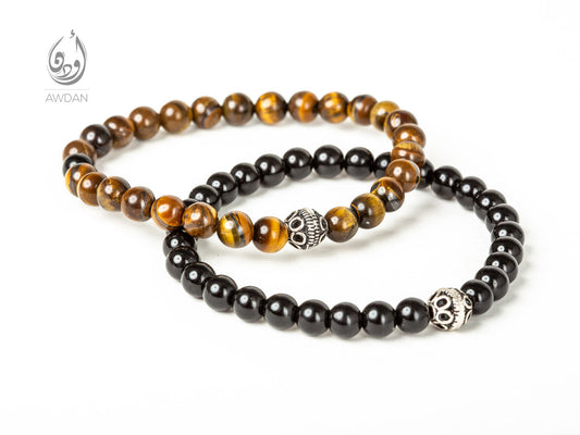 Beaded Tiger’s Eye/Onyx Bracelet